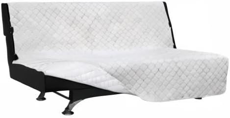 Easy-Going Futon Sofa Slipcover - Reversible Armless Couch Cover - Water Resistant - Pets & Kids (White/White)