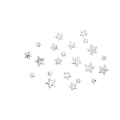 20Pcs Silver Stars Acrylic Mirror Wall Stickers 3 Sizes Stars Stickers with Adhesive Art Decal 3D Wall Decorations for Women and Man Bedroom Home DIY Decor Stickers