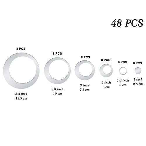 Shappy Removable Wall Sticker Decal Acrylic Mirror Setting for Home Living Room Bedroom Decor (2.5-13.5 cm, 48 Pieces)