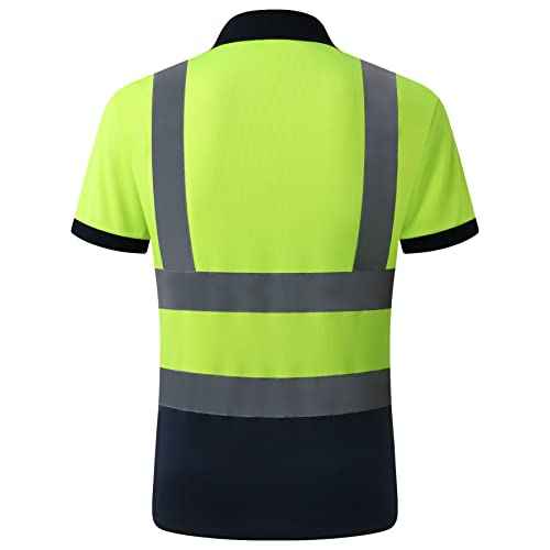 JKSafety 3 Pack Hi-Vis Safety Daily Work Construction Polo Shirts for Men for Women Polos de construcci?n de seguridad hv (066-3P-YNavy, L)