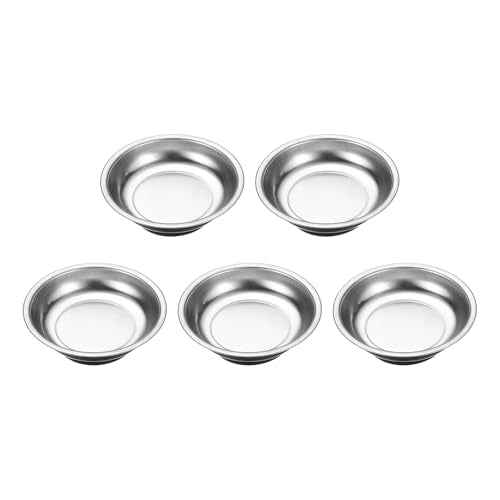 HARFINGTON 5pcs Round Magnetic Tray 4"x1" Stainless Steel Magnet Tool Tray Parts Holder for Socket Screw Nuts Bolts Pin Washers Metal Parts