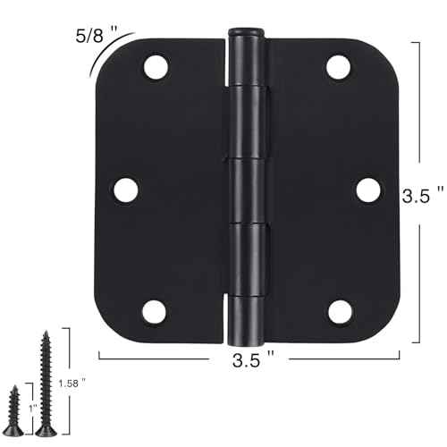 48 Pack Matte Black Door Hinges 3.5 x 3.5 Inch 5/8" Radius, Interior Heavy-Duty Rounded Hinge for Doors Standard Bedroom Office Door Hardware Removable Pin,RV,Garage,Storage Shed,Livestock Facilities