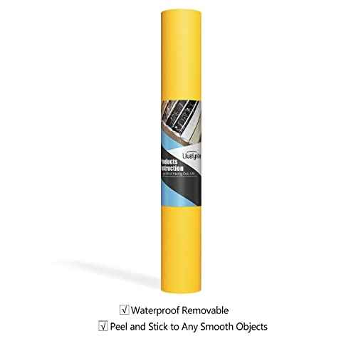 Livelynine Contact Paper Yellow Peel and Stick Wallpaper Waterproof Cabinet Wallpaper Self Adhesive Desk Vinyl Wrap Counter Top Covers Mustard Yellow Wall Paper Sticky Kids Room Decor 15.8X78.8