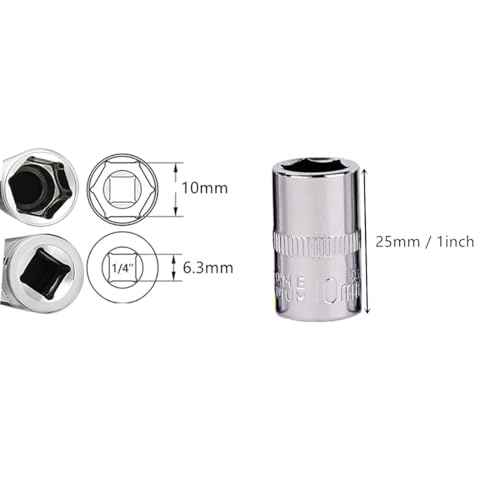 1/4Inch Drive 10mm 6-Point Shallow Socket 6 Pcs, Metric, Cr-V