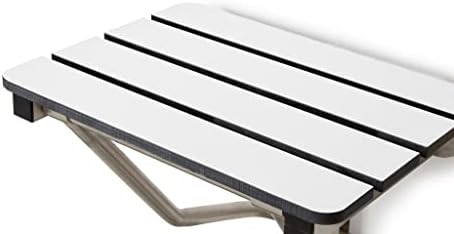 18" x 15" Phenolic White 3” Slats Folding Wall Mount Shower Seat Bench, ADA Compliant