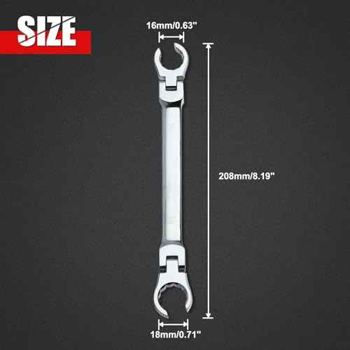 Flex Head Flare Nut Wrench 16 * 18mm Flexible Line Set - Metric Flare Tool for Automotive and Plumbing Repairs - 40Cr Steel
