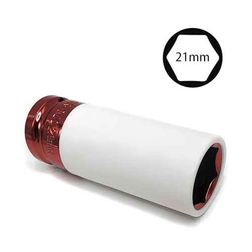 21mm 1/2" Drive Wheel Protector Impact Socket, Lug Nut Socket, Non-Marring Thin Wall Deep Socket