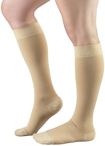 NuVein Medical Compression Stockings, 20-30 mmHg Support for Women & Men, Knee Length, Closed Toe, Beige, X-Large