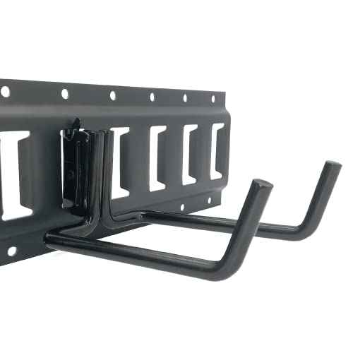 2 Pack E-Track Heavy Duty Shovel Hanger for Store Long Handled Tools,Large Steel Tool Double J Hook, Tool Hanger | E Track Accessories for Enclosed Trailer or Trucks (Black)