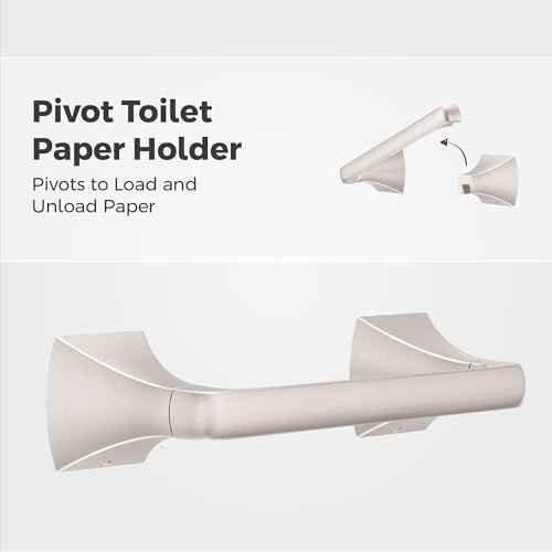 Pfister Bruxie 3-Piece Bathroom Hardware Set with Towel Bar, Towel Ring, and Toilet Paper Holder, Wall-Mounted, Spot Defense Brushed Nickel Finish, BTBBIE3GS