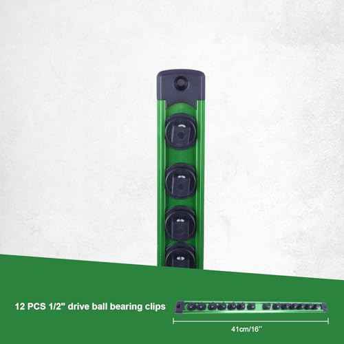 Magnetic Socket Holder Organizer Set: 6-Piece 1/4, 3/8, 1/2 Drive Socket Trays Socket, 360¡Æ Swivel Clips Socket Holder Kit, For Automotive Mechanic Garage (Black Red Green)