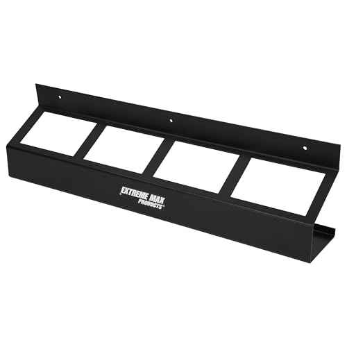 Extreme Max 5001.6484 Wall-Mount Aluminum 4-Quart Oil Jug Rack Holder for Race Trailer, Garage, Shop, Enclosed Trailer, Toy Hauler - Black