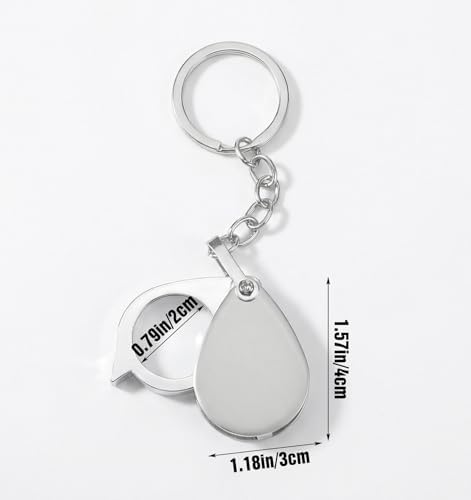 Mini Magnifying Glass Keychain, 10X Lens Small Pocket Jewelry Magnifying Glass Keychain Ideal for Jewelry, Reading & Hobbies (1.5 x 1.2 Inches / 3.8 x 3.0 cm), 10X Lens