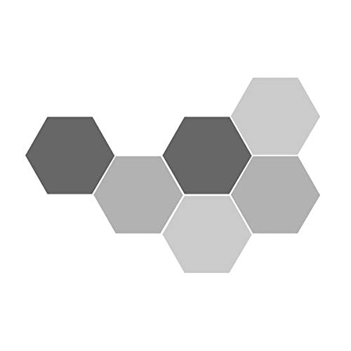 6 Honeycomb Wall Decal Stickers Geometric Hexagons Vinyl Wall Stickers Home Decor 24x28cm D625 (Light Grey+Grey+Dark Grey)