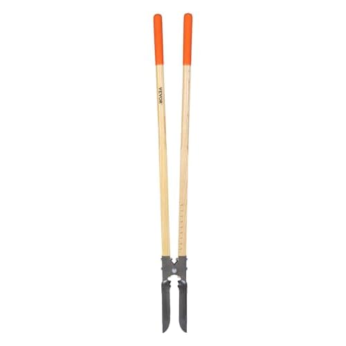VEVOR Post Hole Digger, Heavy Duty Post Hole Digger with Wood Handle, Manual Hole Digger with Scale Markings and Metal Blade, Post Hole Digger Tool for Digging Yard Work Gardening Outdoors, 57.5-Inch