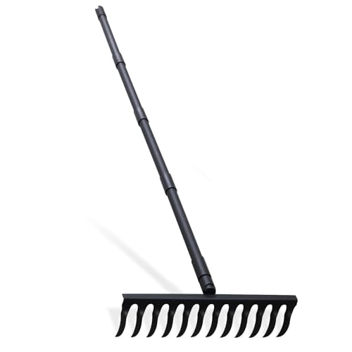Pragmatist Bow Rake Heavy Duty 60" Metal Head Garden Rake with Adjustable Stainless Steel Handle Garden Tool for Loosening Soil Leveling Mulch Gathering Leaf
