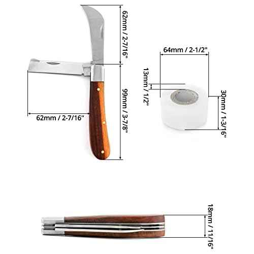 QWORK Grafting Gardening Knife, Flexible Grafting Kit, Double-Blade Garden Knife for Budding Pruning, with 2 Plants Repair Tapes for Floral Fruit Tree