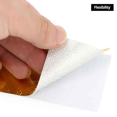 QWORK 2 Rolls Heat Shield Tape, Gold, 2 Inch x 32.8 ft, Self-Adhesive, High Temp Resistant Aluminum Foil Barrier, Up to 500¡É, for Automotive, Home, Computer Repair