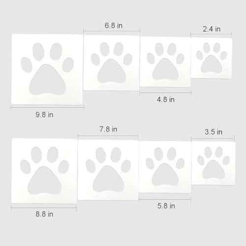 Paw Stencil, 8Pcs Large Dog Paw Stencil for Painting,Cute Bear Cat-Paw Print Stencils Template Reusable Plastic Animal-Paw Paint Stencils for Crafts Art Painting on Wood Paper Flag Wall Home Decor