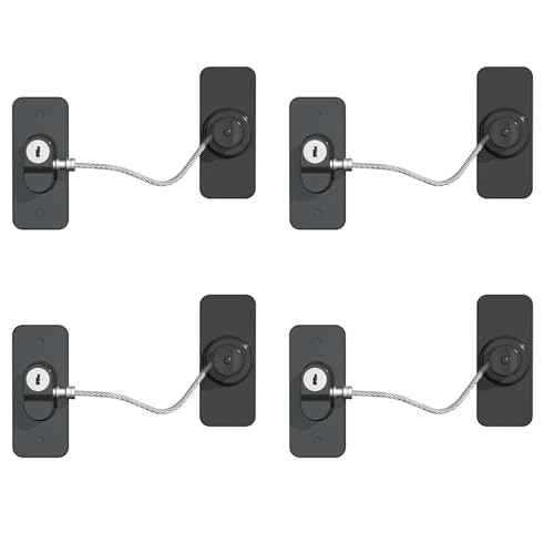Fridge Lock (4 Pack),Refrigerator Lock with Keys,for Fridge, Cabinet Locks, Drawers, Dishwasher, Toilet and Child Safety Cabinet Locks, Traceless Adhesive No Drilling (Black)