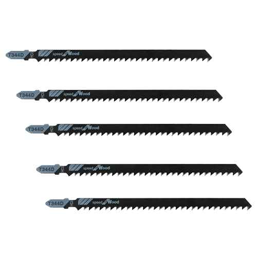 5Pcs T344D T-Shank Jigsaw Blades, 6 Inch Long Jigsaw Blades High Carbon Steel Jig Saw Blade for Quick Cutting Wood Plywood Hardwood PVC Plastic