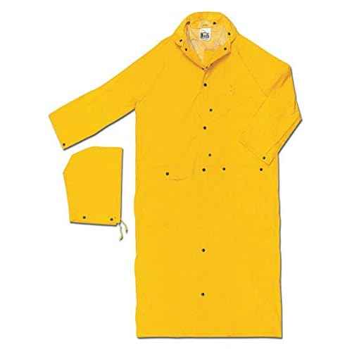 MCR Safety 260CXL 60-Inch Classic Plus PVC/Polyester Corduroy Collar Ridercoat with Detached Hood, Yellow, X-Large