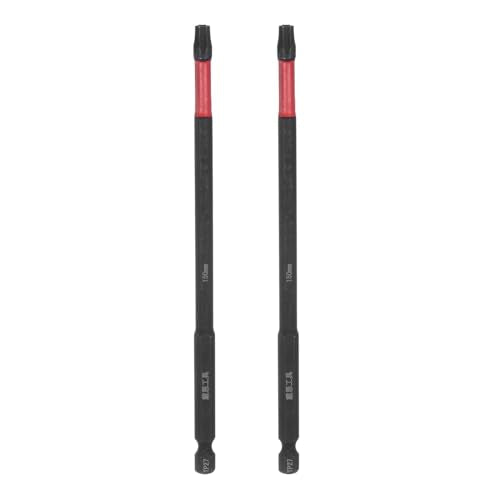HARFINGTON 2pcs Impact Tough Torx Drill Bit T27 6" Length 1/4" Hex Shank S2 Steel Magnetic Insert Star 6 Point Head Screwdriver Bits