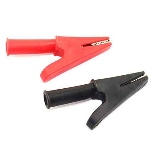 2Pairs Full Insulation Car Battery Test Lead, 30A Protecting Alligator Clips Crocodile Clamps (Black+Red)