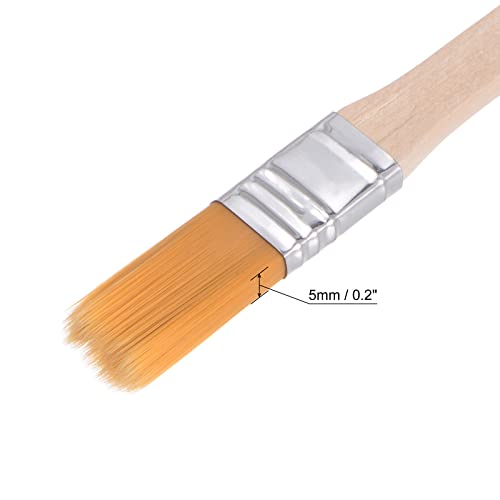 uxcell 0.5" Width Small Paint Brush Nylon Bristle with Wood Handle Painting Tool for Wall, Door, Cabinets, Furniture, Fences 6Pcs