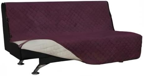 Easy-Going Futon Sofa Slipcover Reversible Sofa Cover Armless Futon Cover Furniture Protector Couch Cover Water Resistant Pets Kids Children Dog Cat (Futon, Wine/Beige)