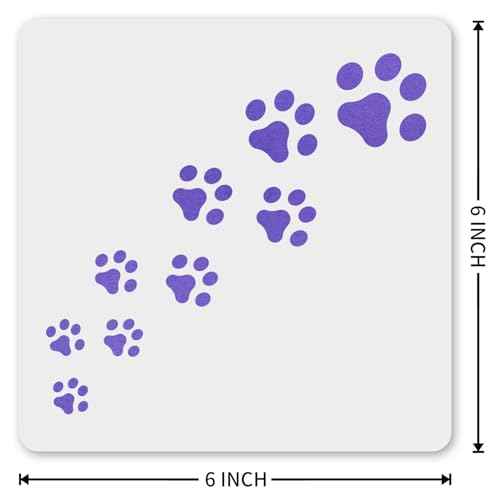 MAGJUCHE Trail of Dog Prints Stencil 6 Inches, Reusable Cat Prints Stencil for Painting DIY Crafts Decor