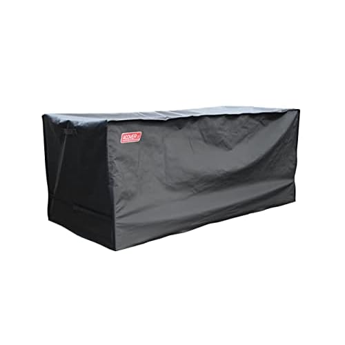 XXL Storage Box cover with Straps and Handles, Waterproof Heavy Duty Outdoor Furniture Winter Cover for Keter, Suncast Container (Deck Box Cover, 63"(L) 30"(D) 28.3"(H)) Black