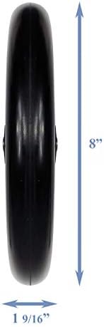 Caster Wheel, Hard Rubber Tire, 8" x 1"- 1 9/16" Hub Width; Fits Most Sunrise, Medline, Drive, Invacare, E&J, Guardian, ALCO & Other Manual Wheelchairs (Black, 5/16" Axle, Narrow Hub)One Pair