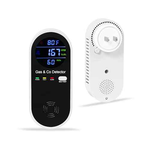Combination Natural Gas Detector & Carbon Monoxide Detector, 4-in-1 Carbon Monoxide Alarm,Fahrenheit(¡ÆF) & Humidity,Propane,Methane,Gas Detector Alarm & CO Detector for Home,RV,Apartment
