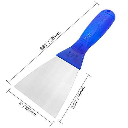 Putty Knife, 4 Inch Metal Steel Scraper, Plastic Handle Spackle Knives for Drywall, Decals, Wall paper, Patching, Painting, Taping, Scraping Coating