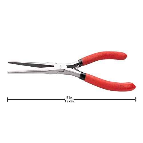 Needle Nose Pliers 6 Inch - Precision Pliers with Extra Long Tapering and Non-Serrated Jaws for Jewelry Making, Bending Wire and Small Object Gripping - Pack 1