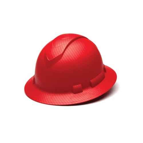 Pyramex Ridgeline Full Brim Hard Hat 4 Point Ratchet Matte Red Pattern
