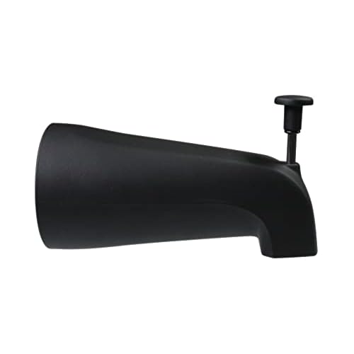 Westbrass CO531-62 5-1/4" Front Diverter Tub Spout with Tip-Toe Drain and 2-Hole Overflow Trim, Matte Black