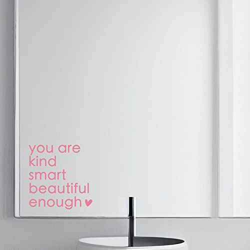 2X Self Affirmations Mirror Decal, Self Confidence, Bathroom Entryway Decal, Mirror Affirmation, Vinyl Sticker, Salon Mirror Sticker, Positive Vinyl, Set of 2 (Pink)