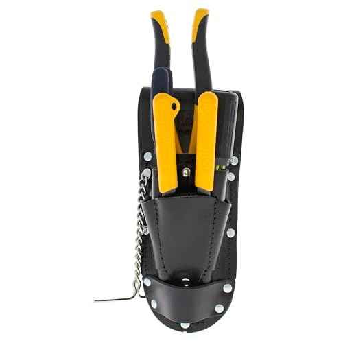 Ideal Industries 35-784BLK Leather Hip Holster Six Pocket Tool Pouch, Black