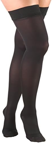 Truform Women's Compression Stockings, 20-30 mmHg, Thigh High Length, Closed Toe, Opaque, Black, Medium
