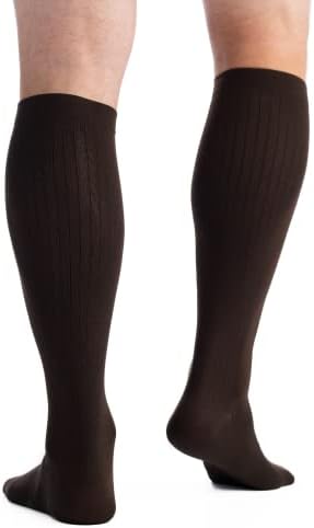 EvoNation Men’s 15-20 mmHg Knee High Compression Socks – Graduated Support for Circulation, Swelling, Varicose Veins & Pain Relief – Medical Compression Stockings – Made in USA