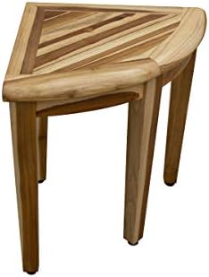 EcoDecors SnazzyCorner Waterproof Teak Wood Shower Bench Stool Seat Chair For Inside Shower Provides Safety, Storage, and Organization For Bathroom Accessories