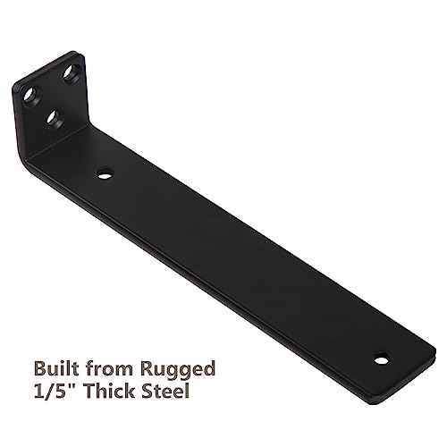10 Inch Floating Shelf Brackets, Heavy Duty Hidden Bracket for Wall, Mantel, Bookshelves, Black Powder Coated Steel, 12-Pack