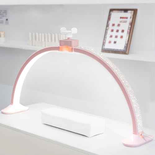 KEDAO Nail Light for Desk,Half Moon Light LED for Tech Nail Desk Lamp with Phone Stand Foldable Adjustable Dimmable Half Moon Lamp for Lash Beauty Tattoos Crafts