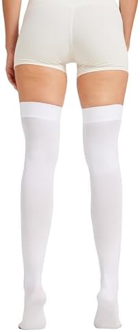MGANG Medical Thigh High Compression Stockings for Men & Women, Pair, Open Toe, 15-20 mmHg Graduated Compression Support Hose, Opaque, Best for Varicose Veins, Edema, Flight, DVT, Swelling, White 4XL