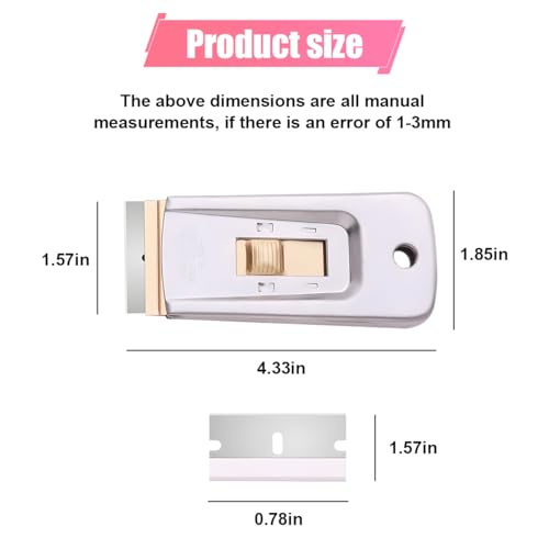 Razor Blade Scraper Tool, Retractable Glass Scraper for Cleaning, Metal Paint Scraper Tool with 10 Extra Blades, Car Cleaning Tools for Window, Sticker, Decal, Glue, Label, Paint (2PCS)