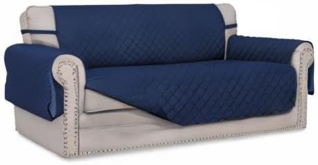 Easy-Going Sofa Slipcover Reversible Loveseat Sofa Cover Couch Cover for 2 Cushion Couch Furniture Protector with Elastic Straps for Pets Kids Dog Cat (Oversized Loveseat, Navy/Navy)