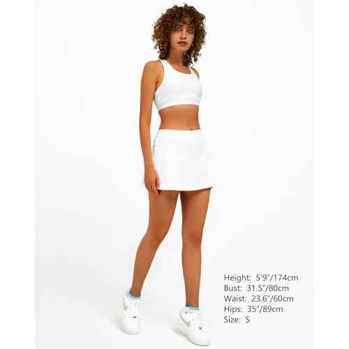 Stelle Women Tennis Skirt Golf Skorts Athletic High Waisted with Pockets Inner Shorts Sport Workout Pleated Pickleball