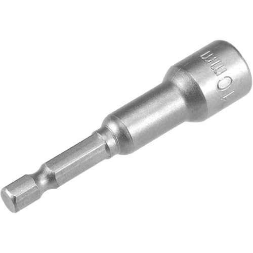 (2 pcs) 1/4" 10mm Nut Driver Bit, 10mm Magnetic Socket, Hex Nut Driver Bit for Electric Drill, 65mm Length, Metric